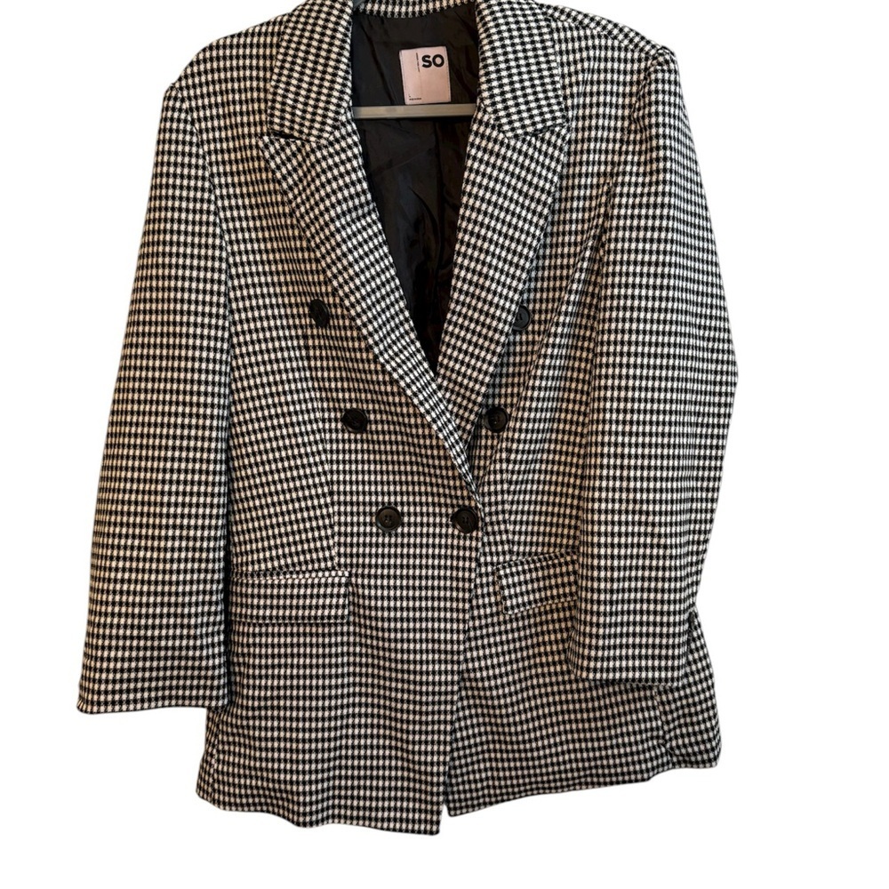 SO Women's Houndstooth Blazer in Black and White